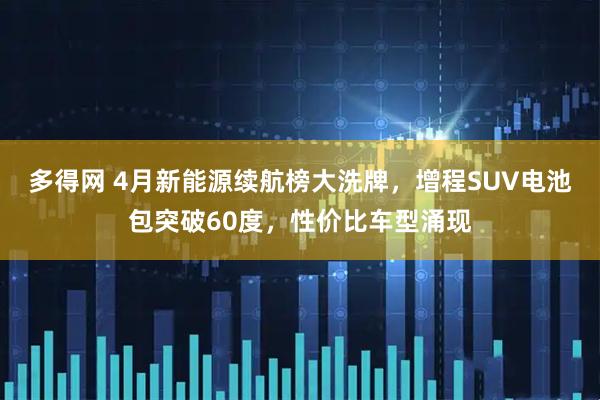 多得网 4月新能源续航榜大洗牌,增程SUV电池包突破60度,性价比车型涌现