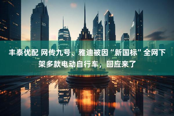 丰泰优配 网传九号、雅迪被因“新国标”全网下架多款电动自行车,回应来了