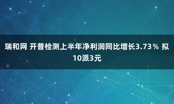 瑞和网 开普检测上半年净利润同比增长3.73% 拟10派3元